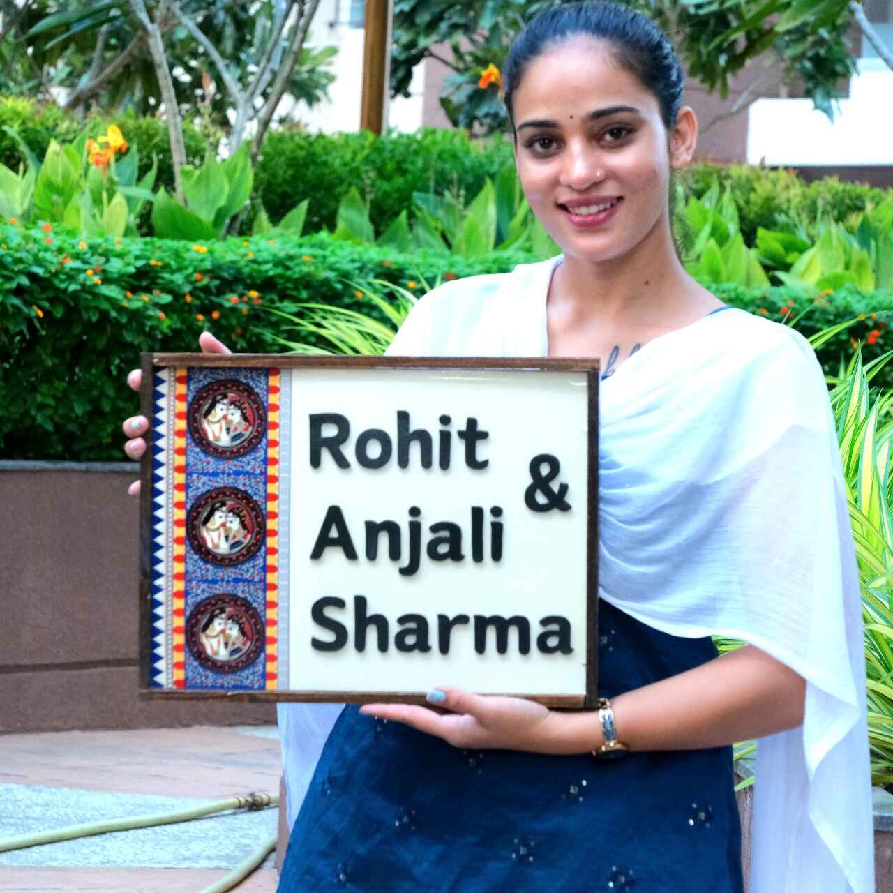 Royal Madhubani Nameplate - Traditional art, brings blessings and cultural richness