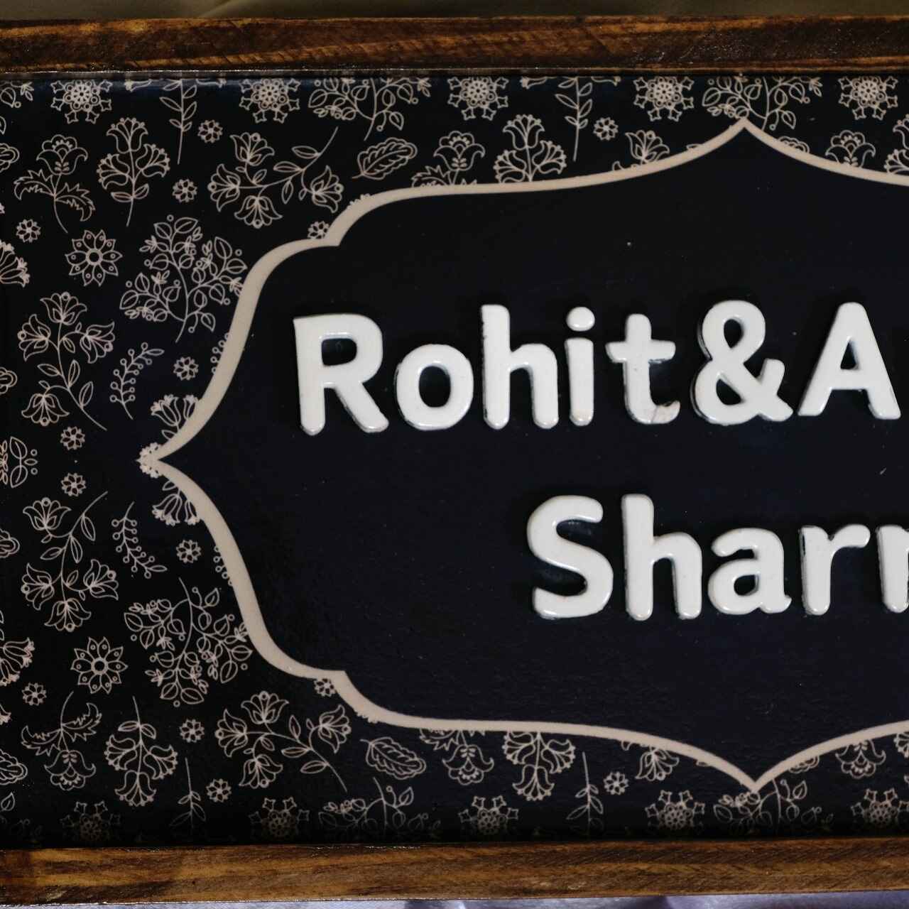 Midnight Bloom Nameplate – Elegance with Floral Grace