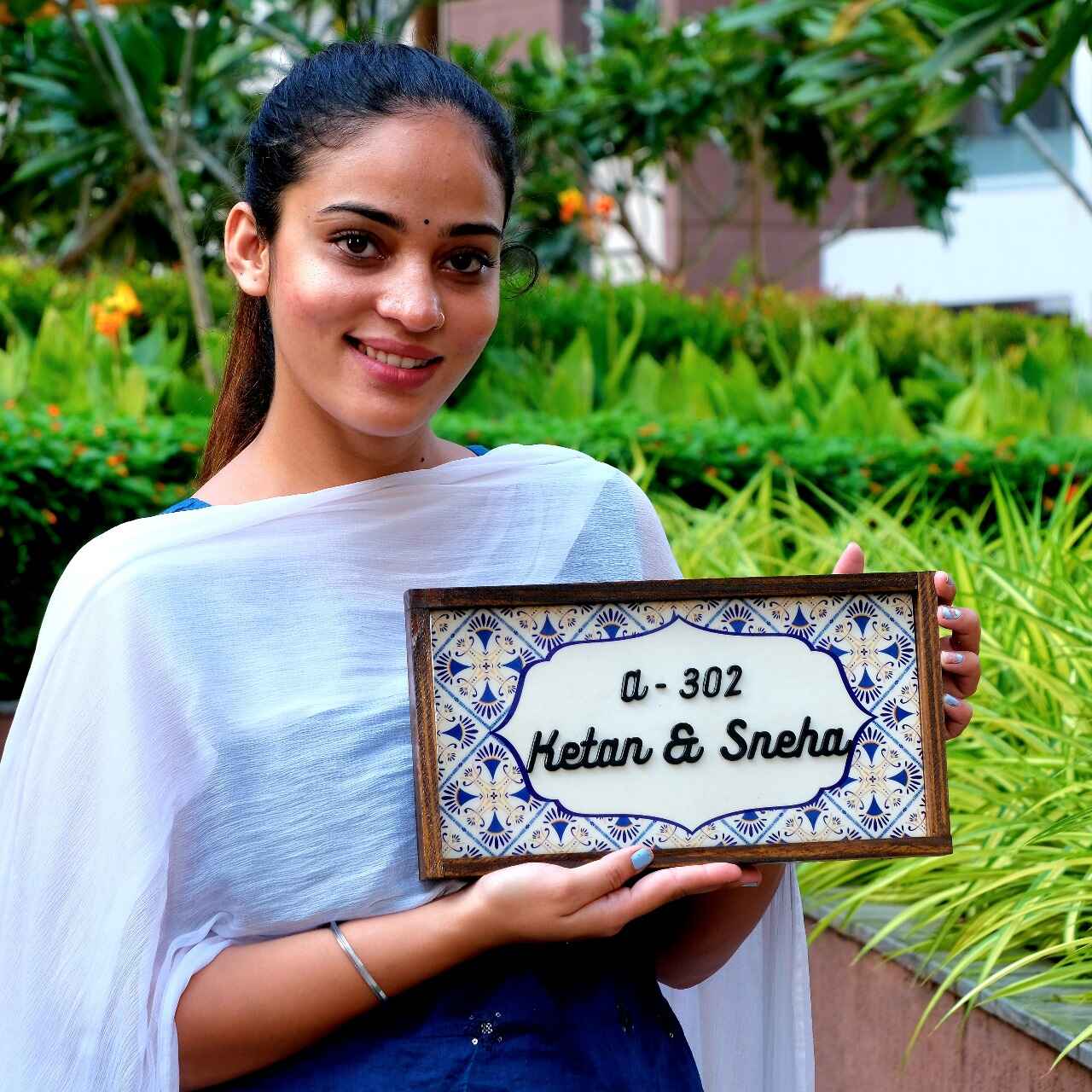 Neelam Nameplate - Blue Hues for Tranquil Spaces