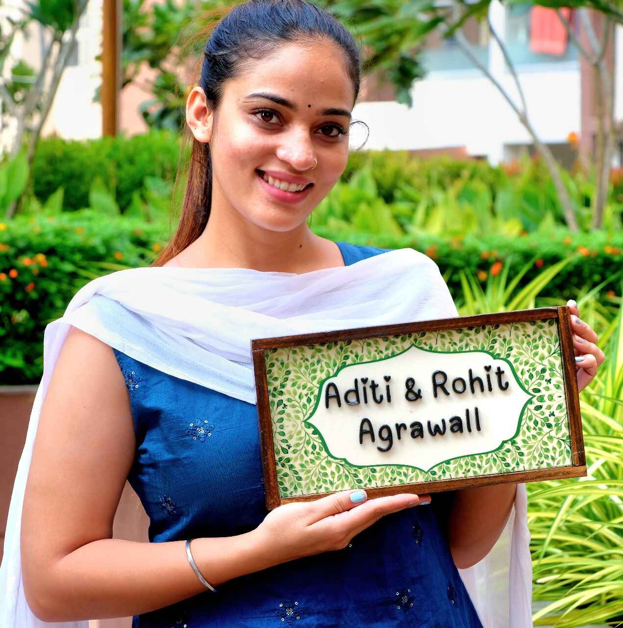Parijat Nameplate – Blossoming Greens for Tranquil Charm