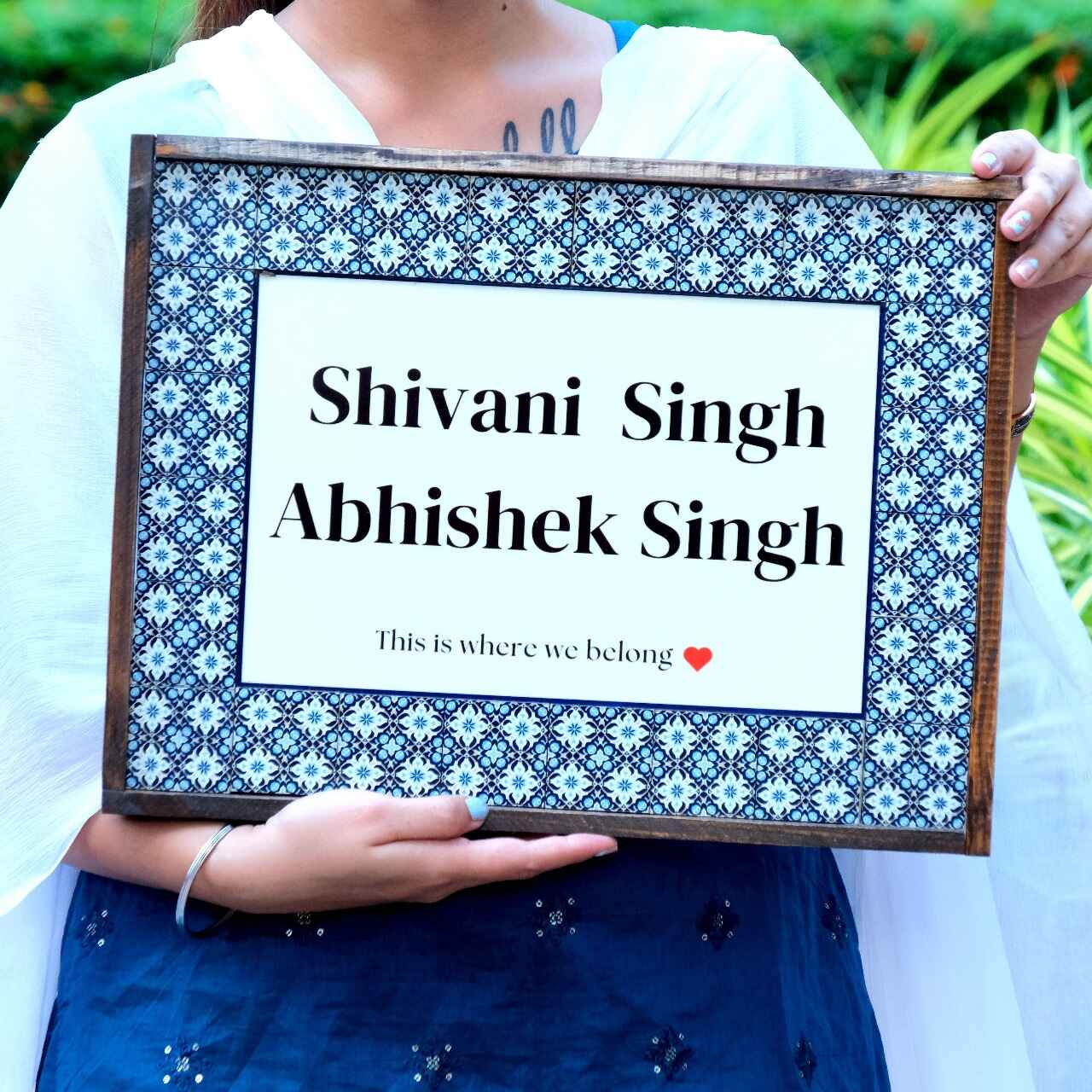 Azure Nameplate- Peaceful vibes in cool blue shades