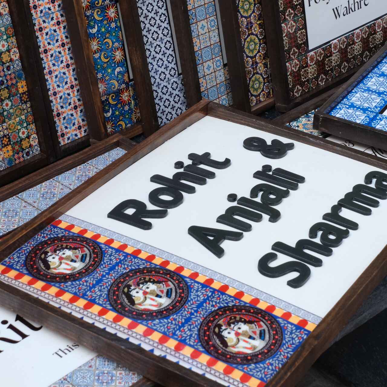 Royal Madhubani Nameplate - Traditional art, brings blessings and cultural richness