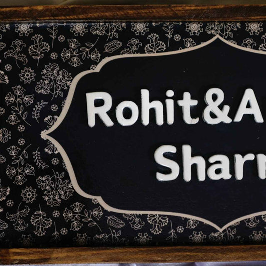 Midnight Bloom Nameplate – Elegance with Floral Grace