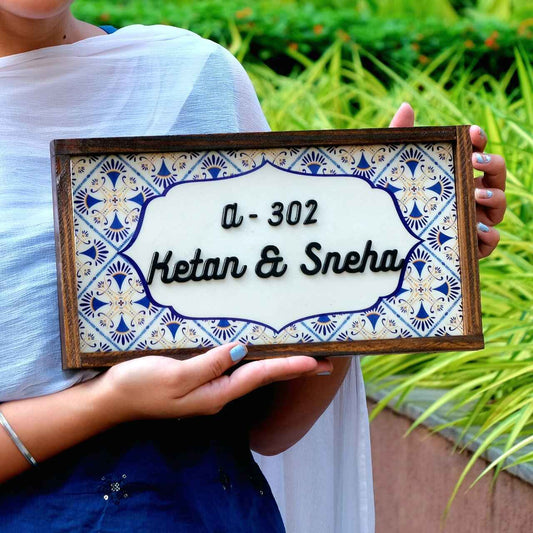 Neelam Nameplate - Blue Hues for Tranquil Spaces