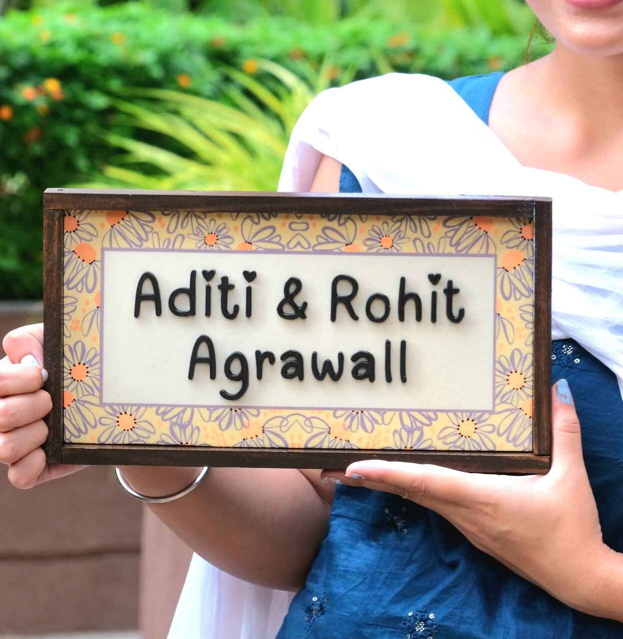 Prisha Nameplate - Floral Delight for Joyful Ambiance