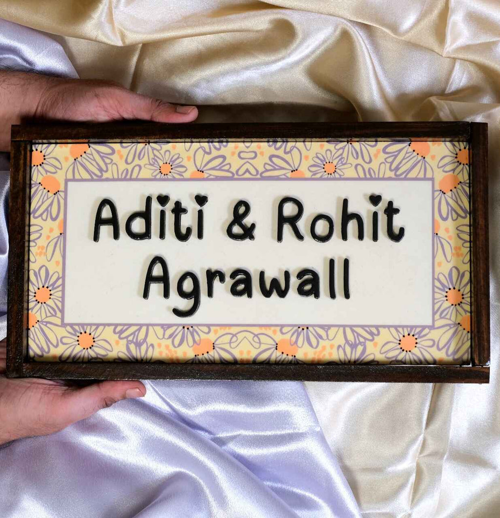 Prisha Nameplate - Floral Delight for Joyful Ambiance