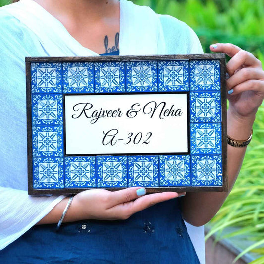 Blue Mosaic Nameplate - Symbolizes calm and harmony in elegant shades