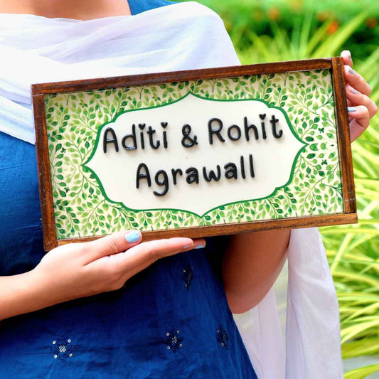 Parijat Nameplate – Blossoming Greens for Tranquil Charm