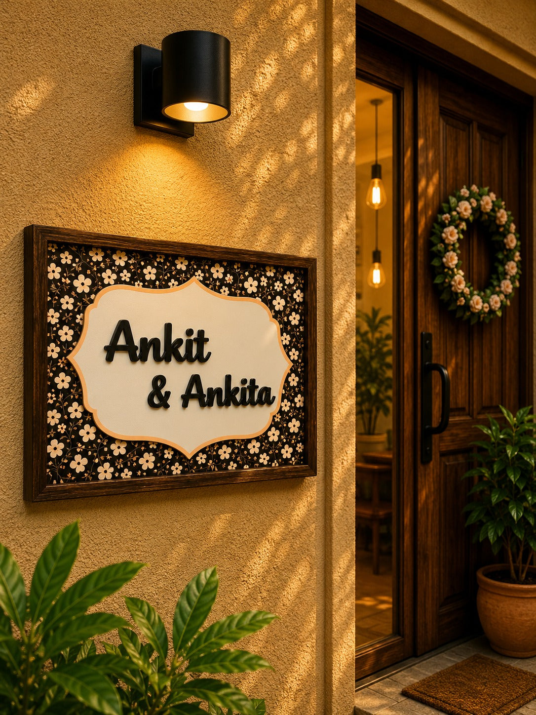 Aabhar Nameplate - Earthy Tones for Rustic Charm