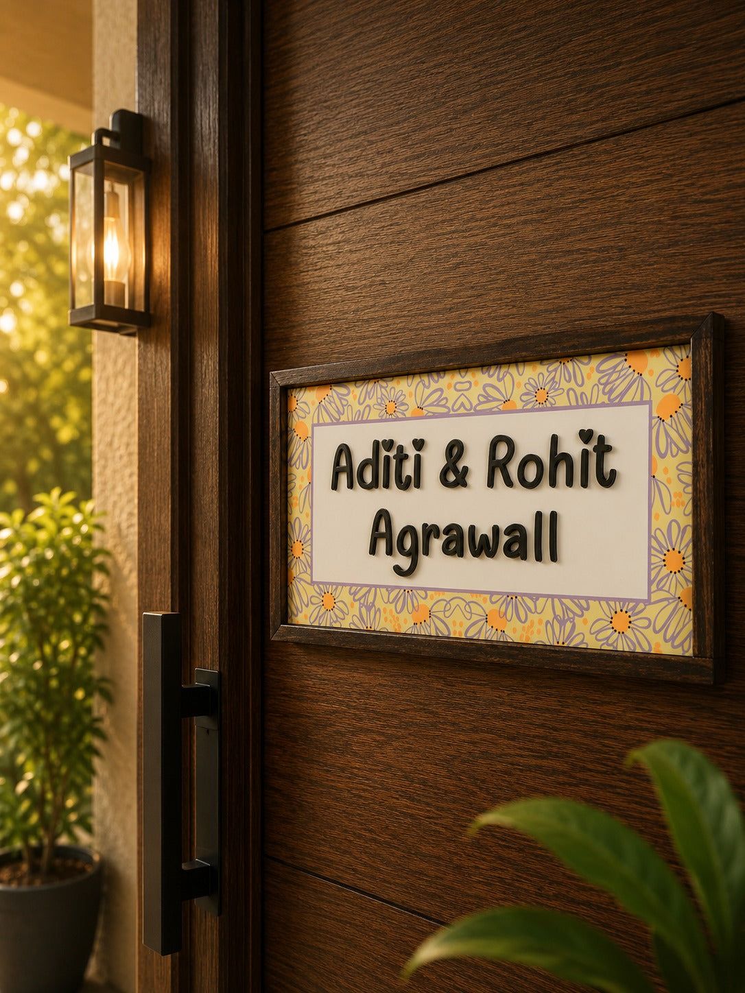 Prisha Nameplate - Floral Delight for Joyful Ambiance