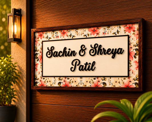 Ishita Nameplate - Elegant Blooms for Subtle Sophistication