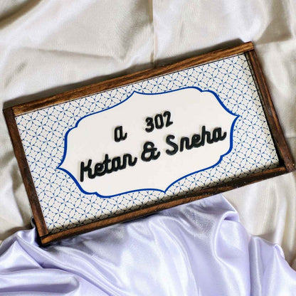 Elegant Blue Nameplate - Sophistication and balance with vibrant hues