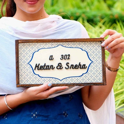 Elegant Blue Nameplate - Sophistication and balance with vibrant hues