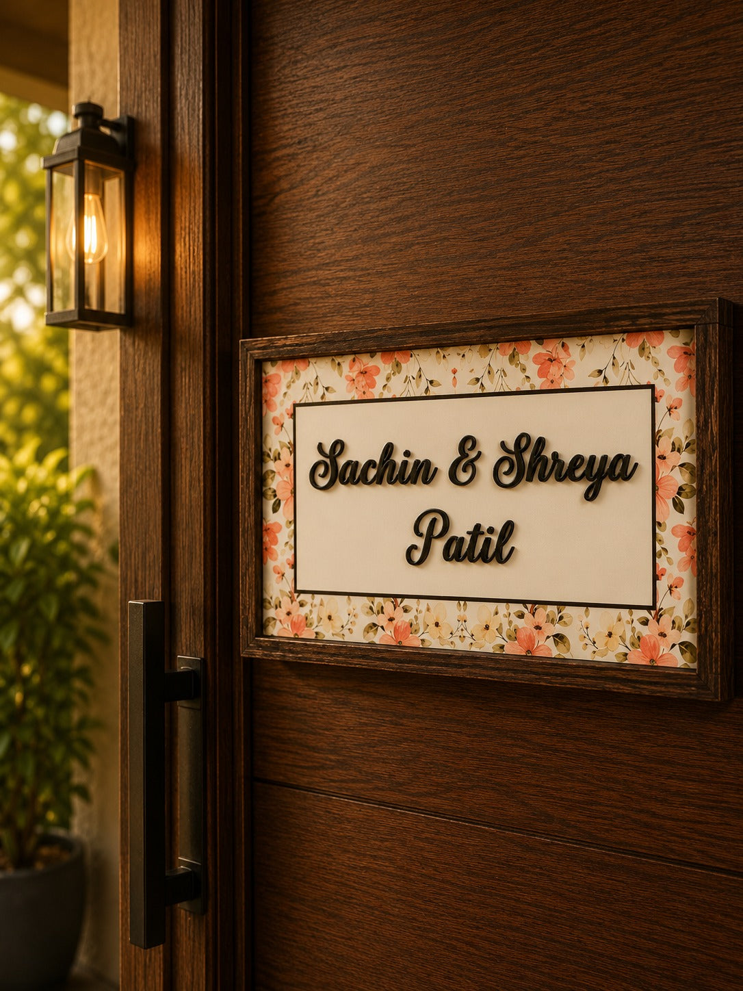 Ishita Nameplate - Elegant Blooms for Subtle Sophistication
