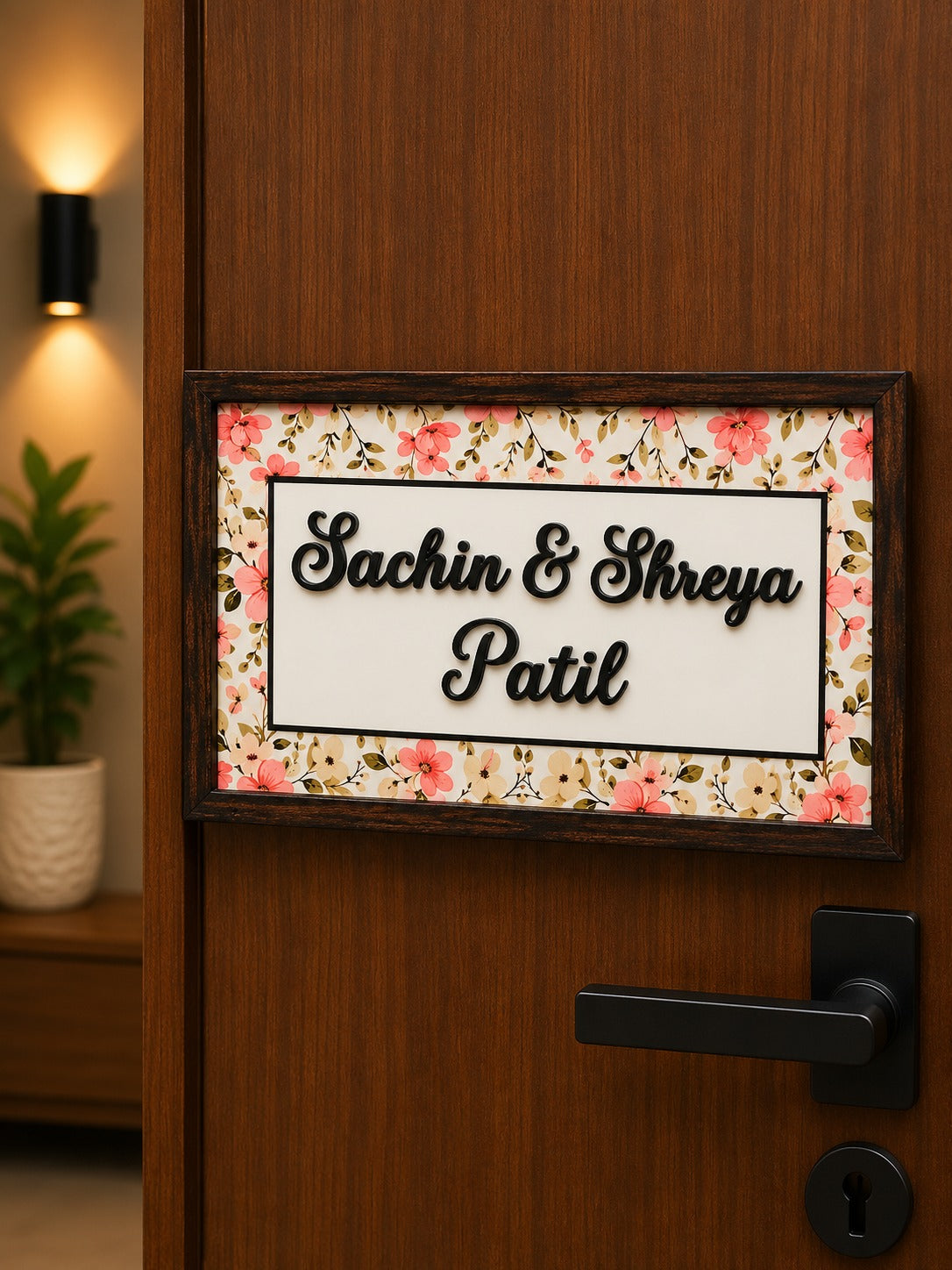 Ishita Nameplate - Elegant Blooms for Subtle Sophistication