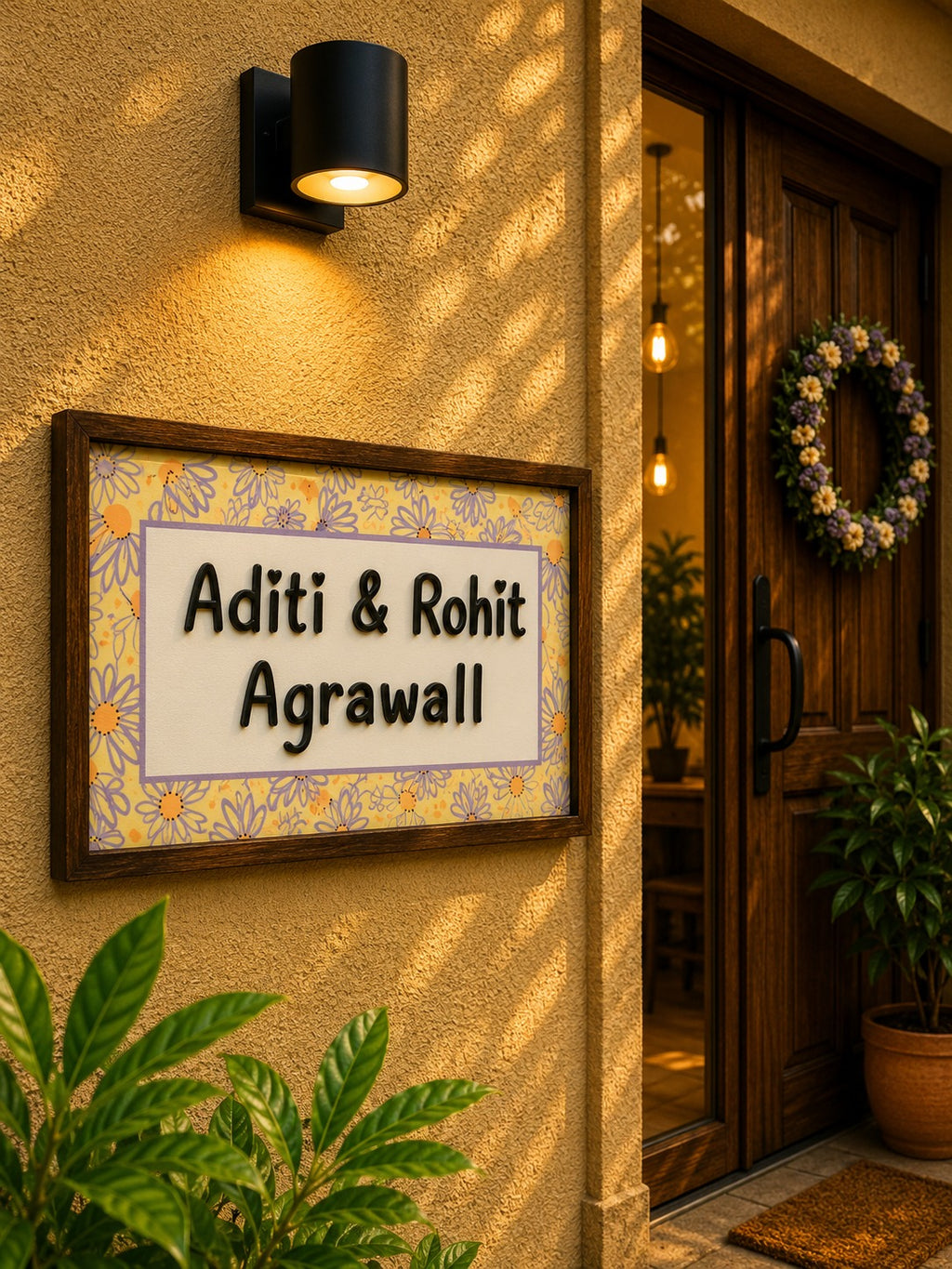 Prisha Nameplate - Floral Delight for Joyful Ambiance