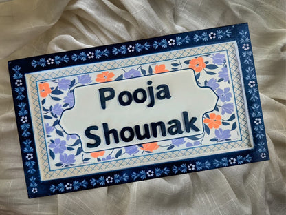 Floral Pinewood Customized Door Nameplate – Handcrafted with Personalization