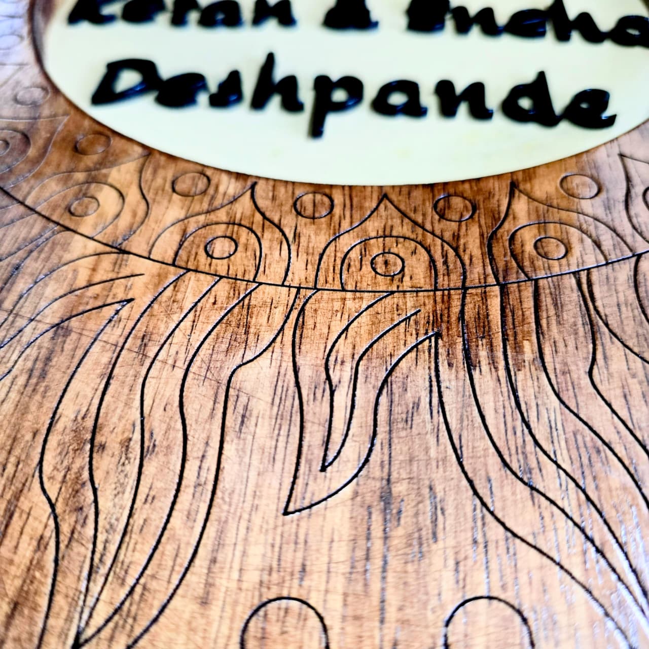 Sungrain Circle — Premium Handfinished Rubberwood Door Nameplate