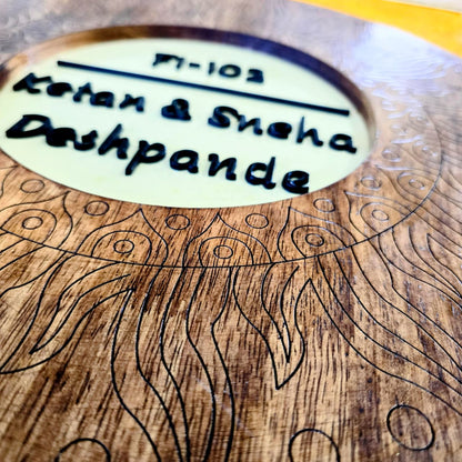 Sungrain Circle — Premium Handfinished Rubberwood Door Nameplate