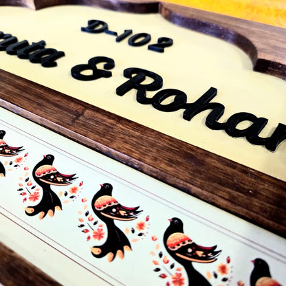 Premium Wooden Customized Door Nameplate – Elegant Handcrafted Design