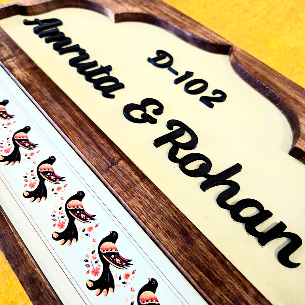 Premium Wooden Customized Door Nameplate – Elegant Handcrafted Design