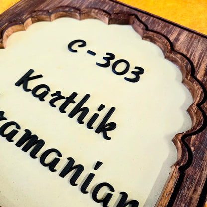 Regal Heritage Wooden Nameplate – Personalized for Elegant Home Entrances