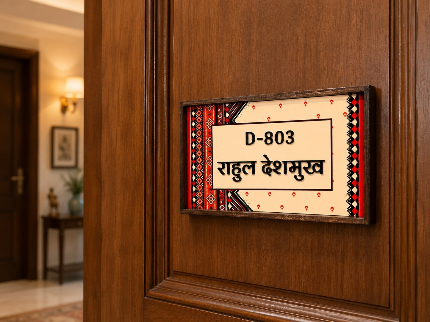Traditional Warli-Inspired Custom Door Nameplate