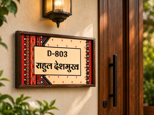 Traditional Warli-Inspired Custom Door Nameplate