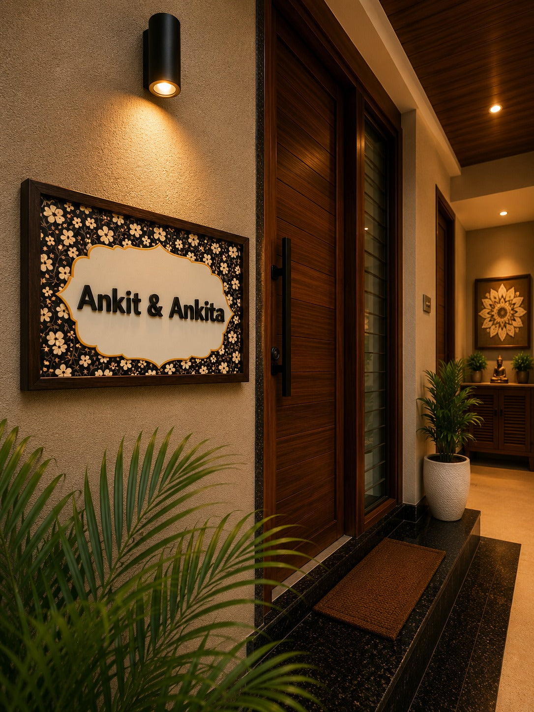 Aabhar Nameplate - Earthy Tones for Rustic Charm
