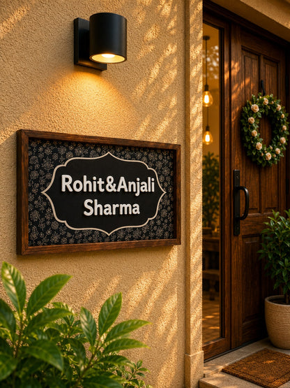 Midnight Bloom Nameplate – Elegance with Floral Grace