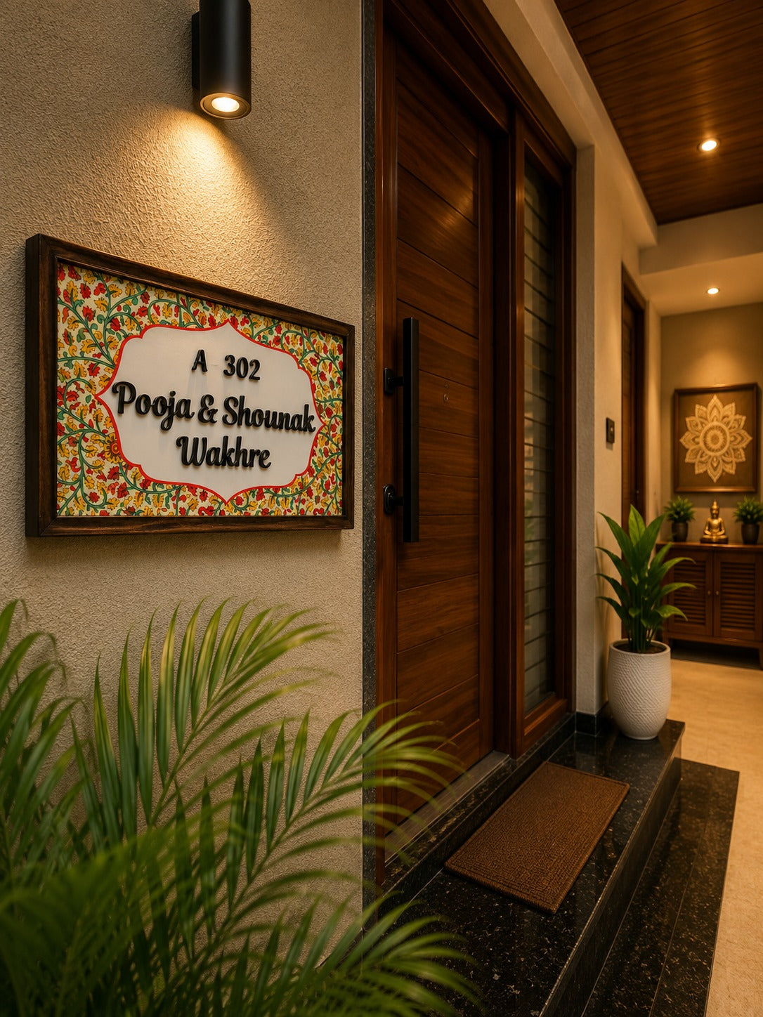 Gulzar Nameplate - Floral Bliss for a Welcoming Vibe