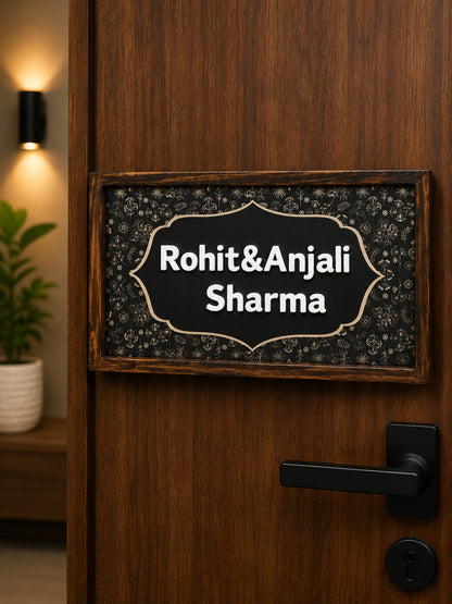 Midnight Bloom Nameplate – Elegance with Floral Grace