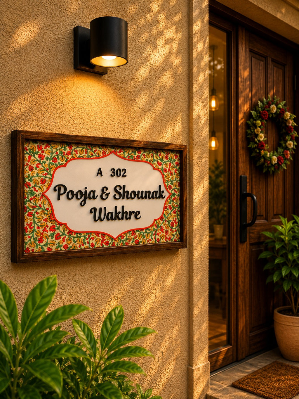 Gulzar Nameplate - Floral Bliss for a Welcoming Vibe