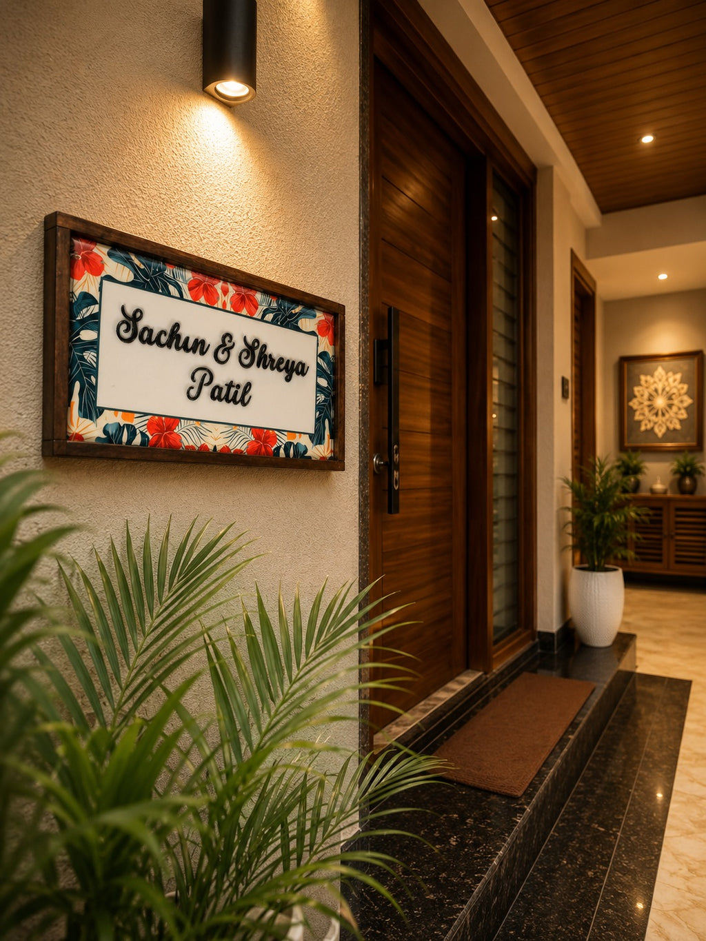 Floral Bliss Nameplate - Soft florals bring serene and inviting feel