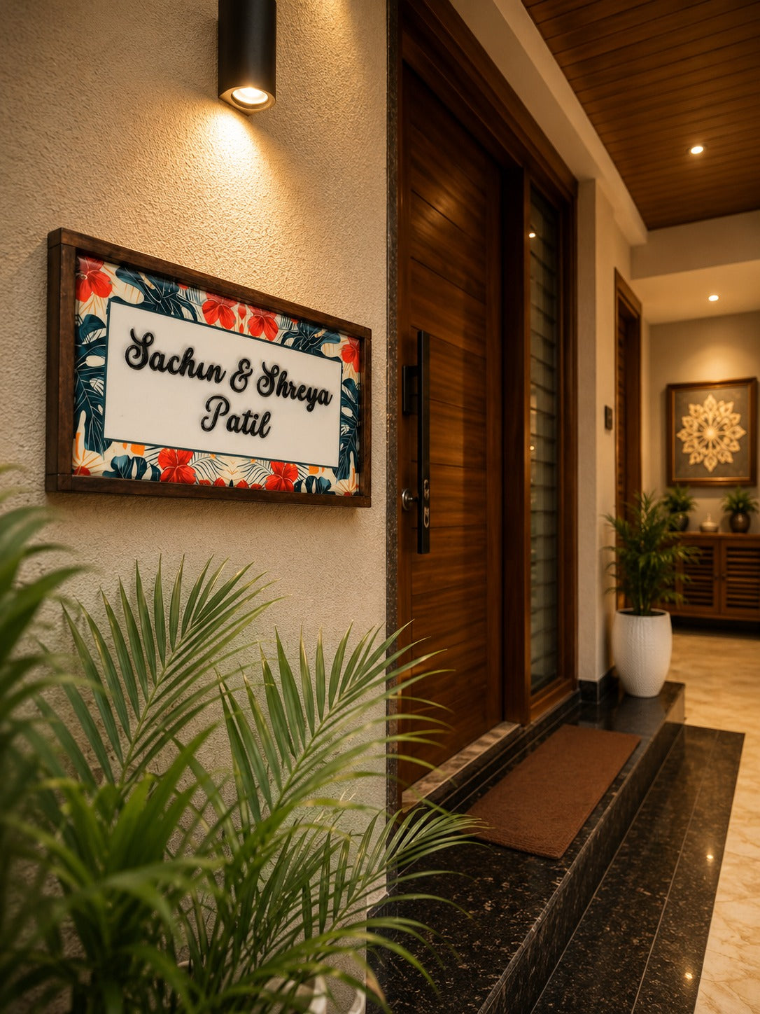 Floral Bliss Nameplate - Soft florals bring serene and inviting feel
