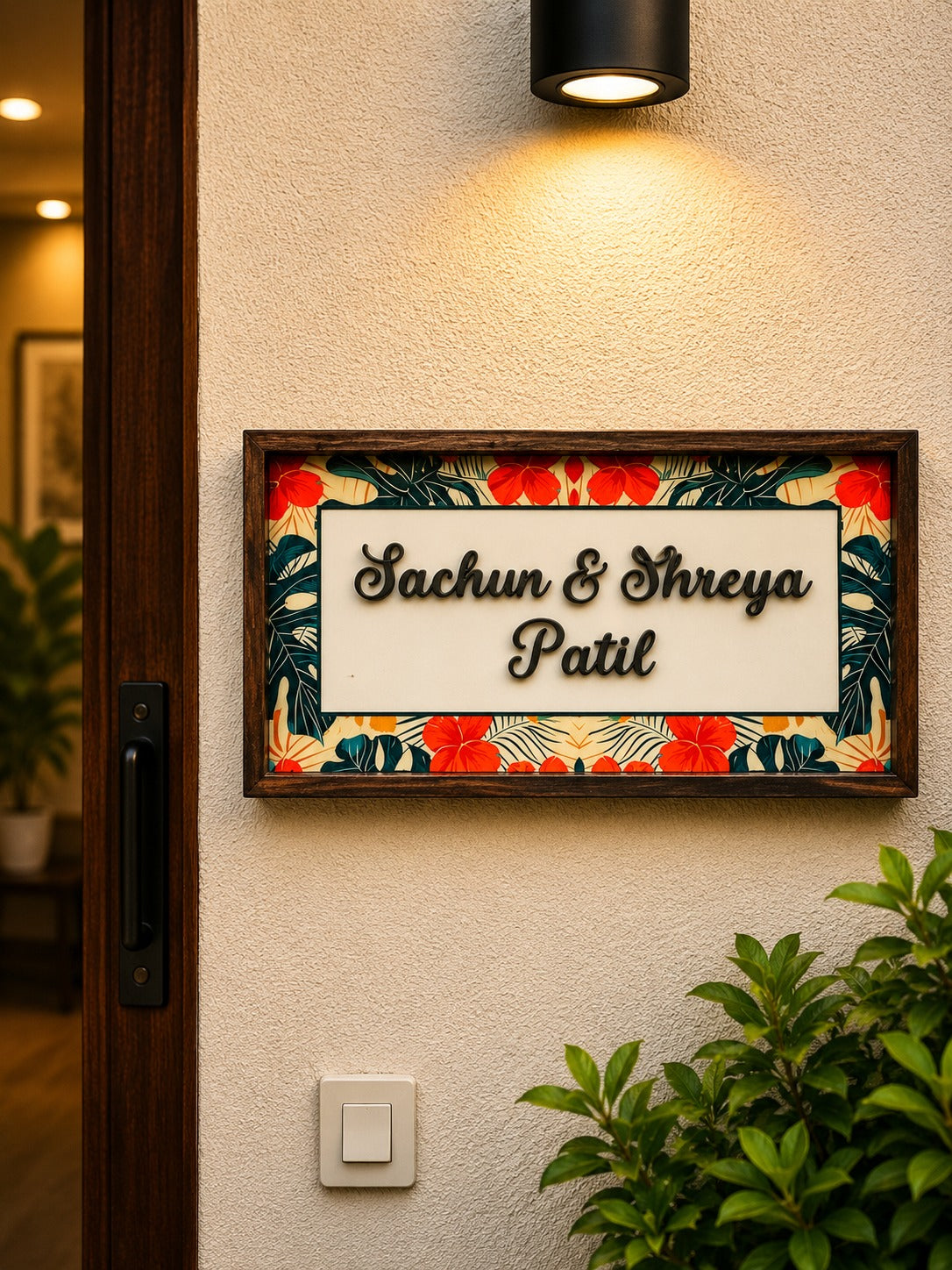 Floral Bliss Nameplate - Soft florals bring serene and inviting feel