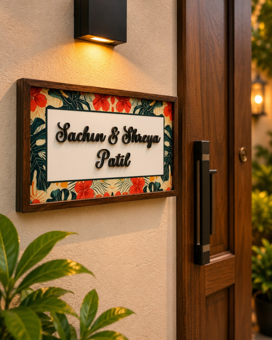Floral Bliss Nameplate - Soft florals bring serene and inviting feel