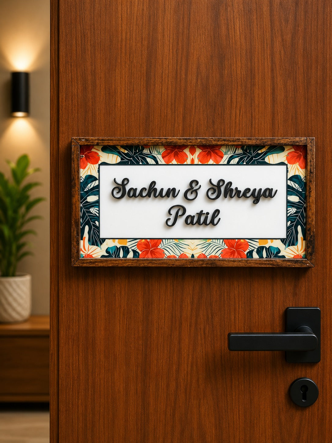 Floral Bliss Nameplate - Soft florals bring serene and inviting feel