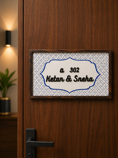 Elegant Blue Nameplate - Sophistication and balance with vibrant hues