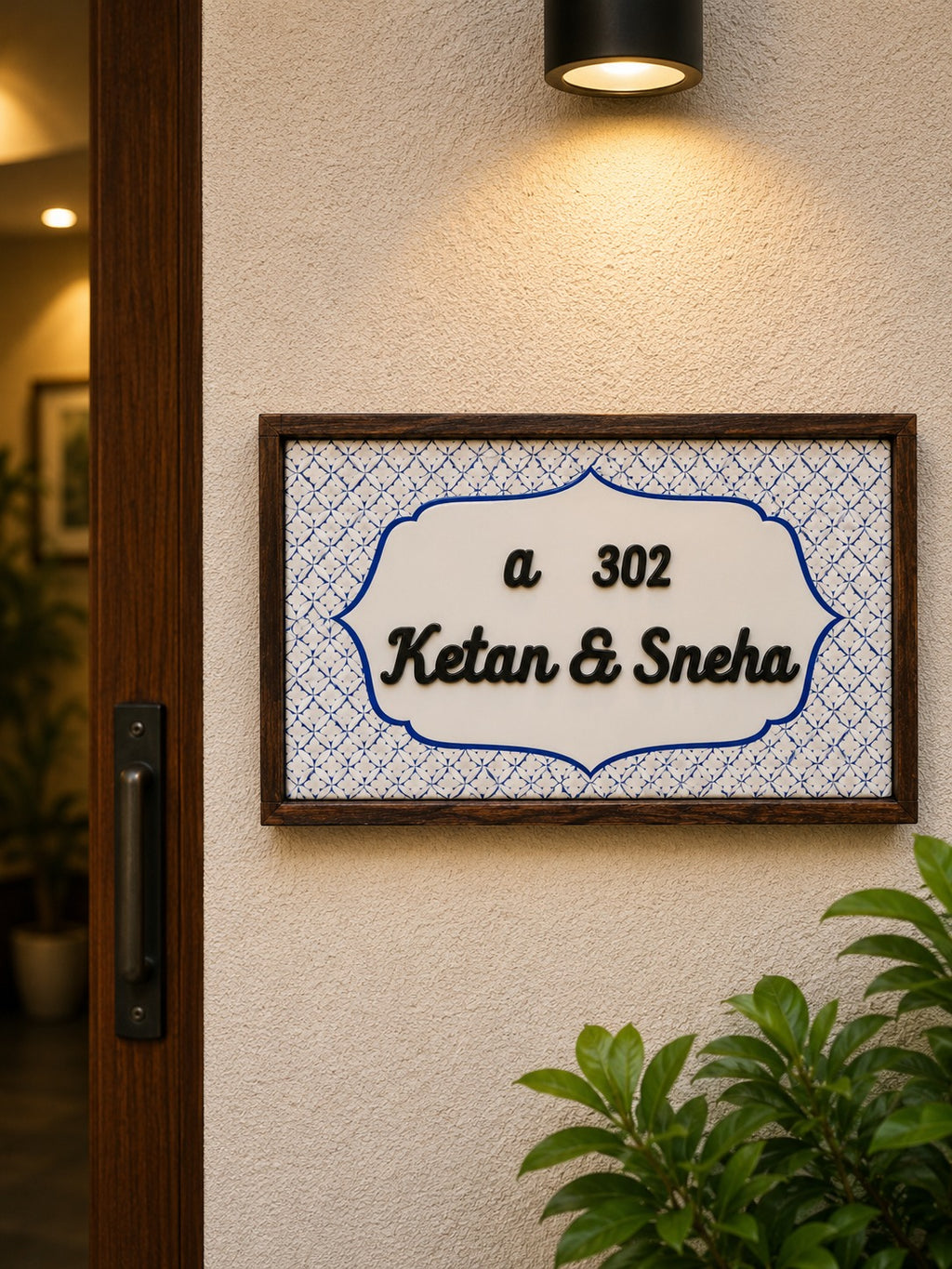Elegant Blue Nameplate - Sophistication and balance with vibrant hues