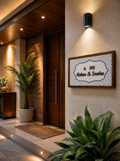 Elegant Blue Nameplate - Sophistication and balance with vibrant hues