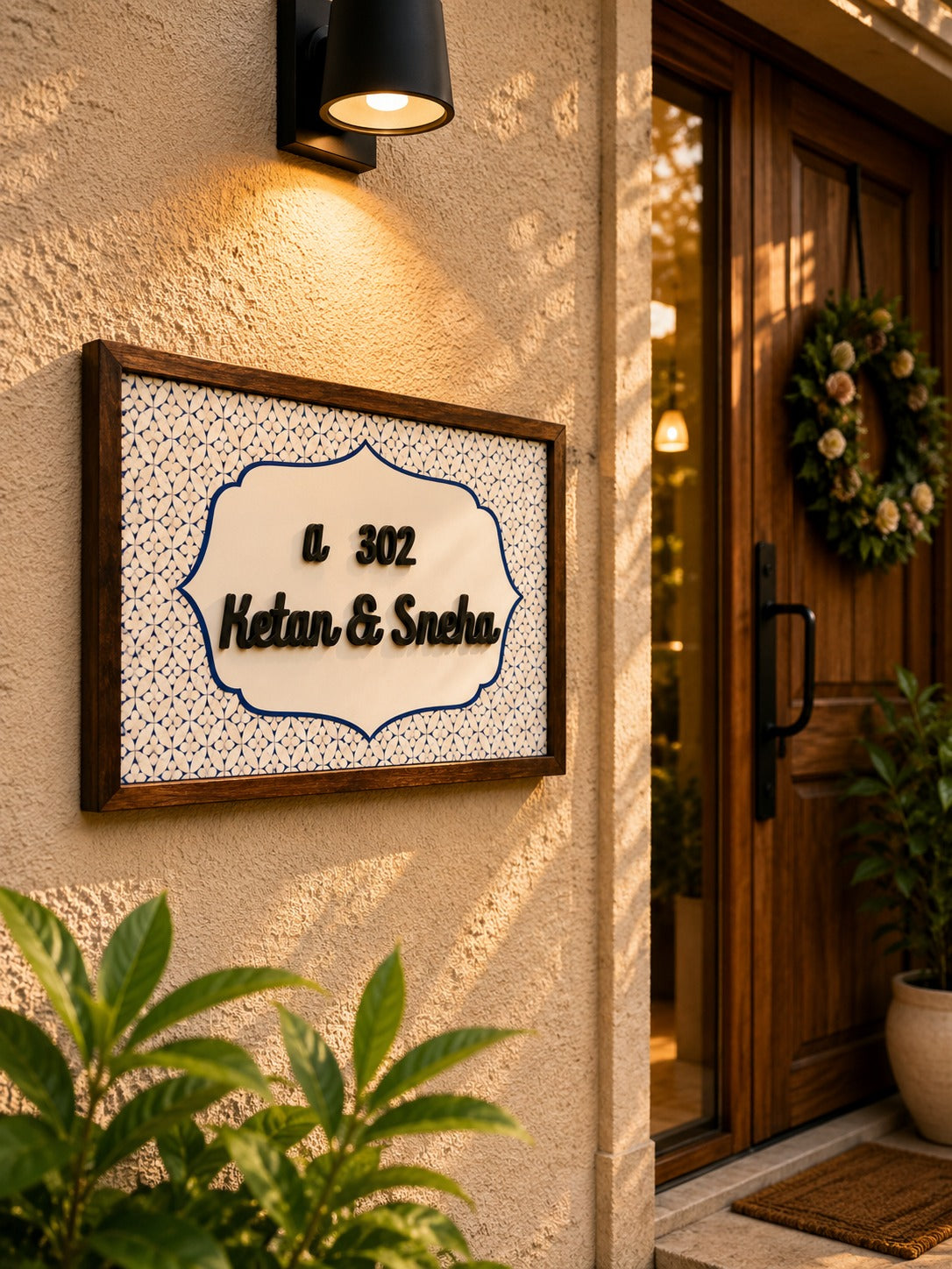Elegant Blue Nameplate - Sophistication and balance with vibrant hues
