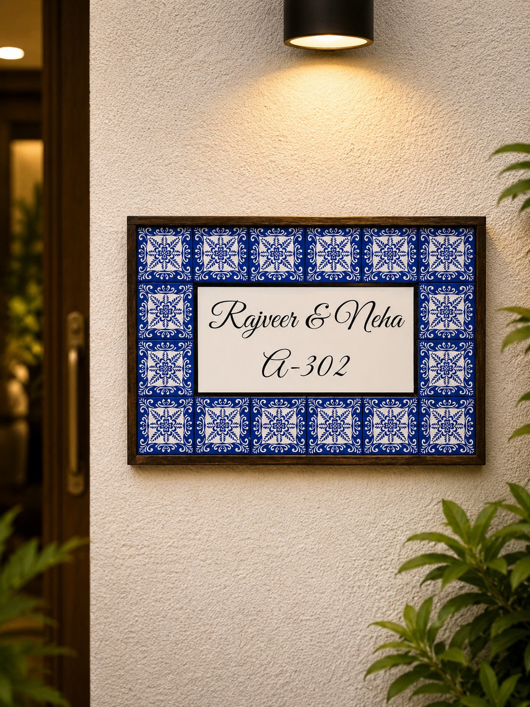Blue Mosaic Nameplate - Symbolizes calm and harmony in elegant shades