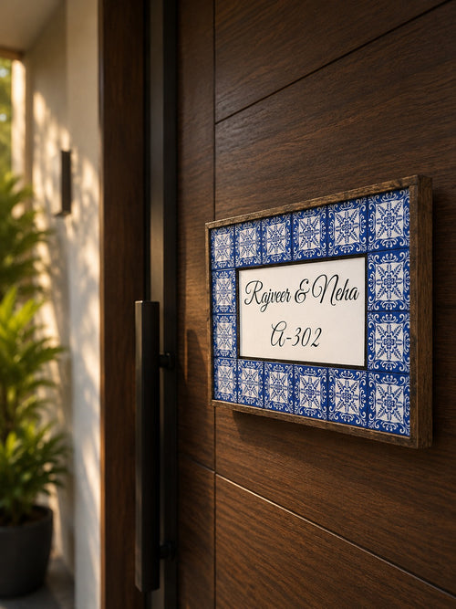 Blue Mosaic Nameplate - Symbolizes calm and harmony in elegant shades