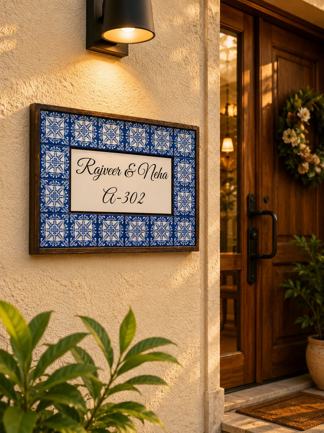 Blue Mosaic Nameplate - Symbolizes calm and harmony in elegant shades