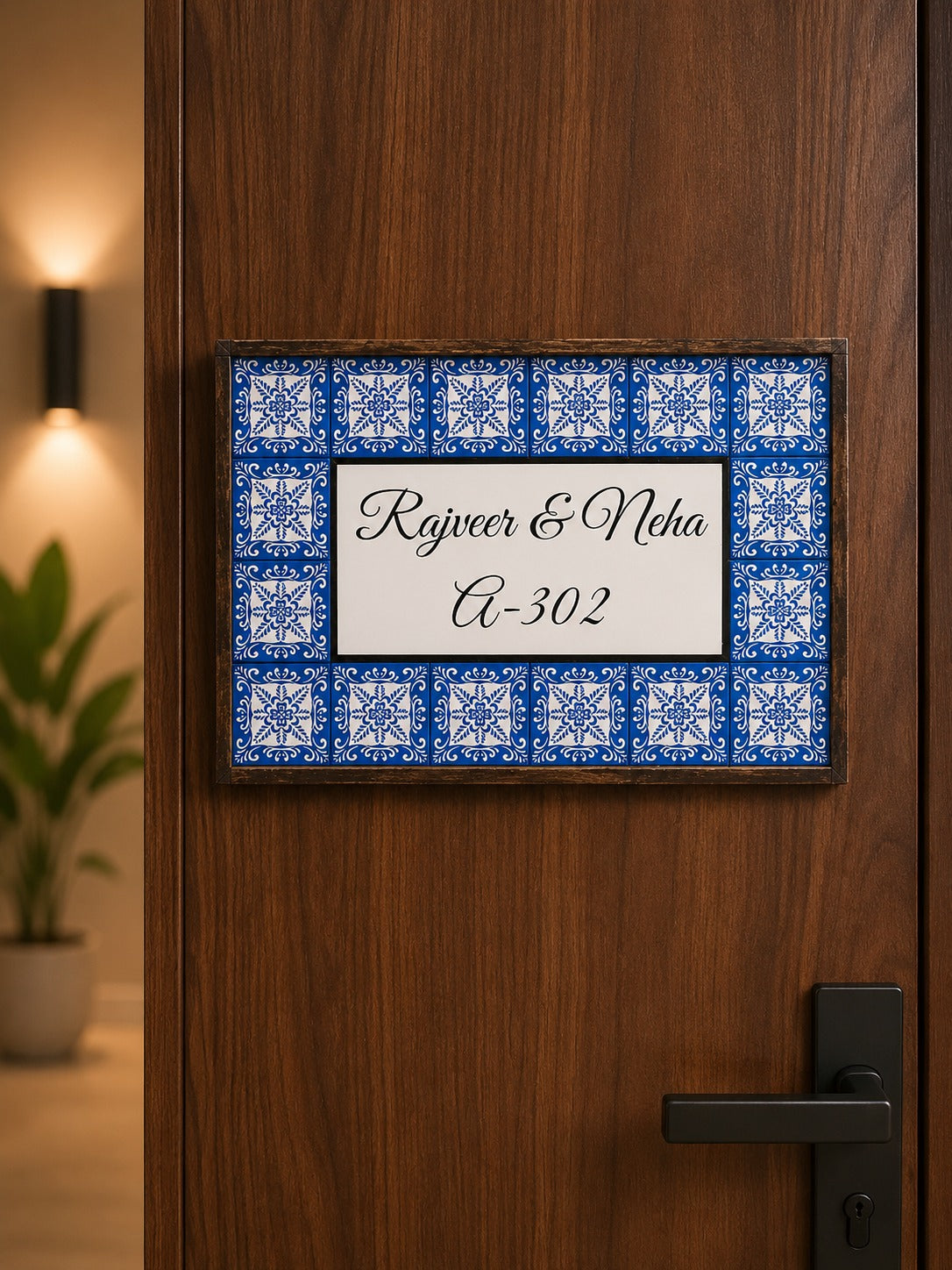 Blue Mosaic Nameplate - Symbolizes calm and harmony in elegant shades