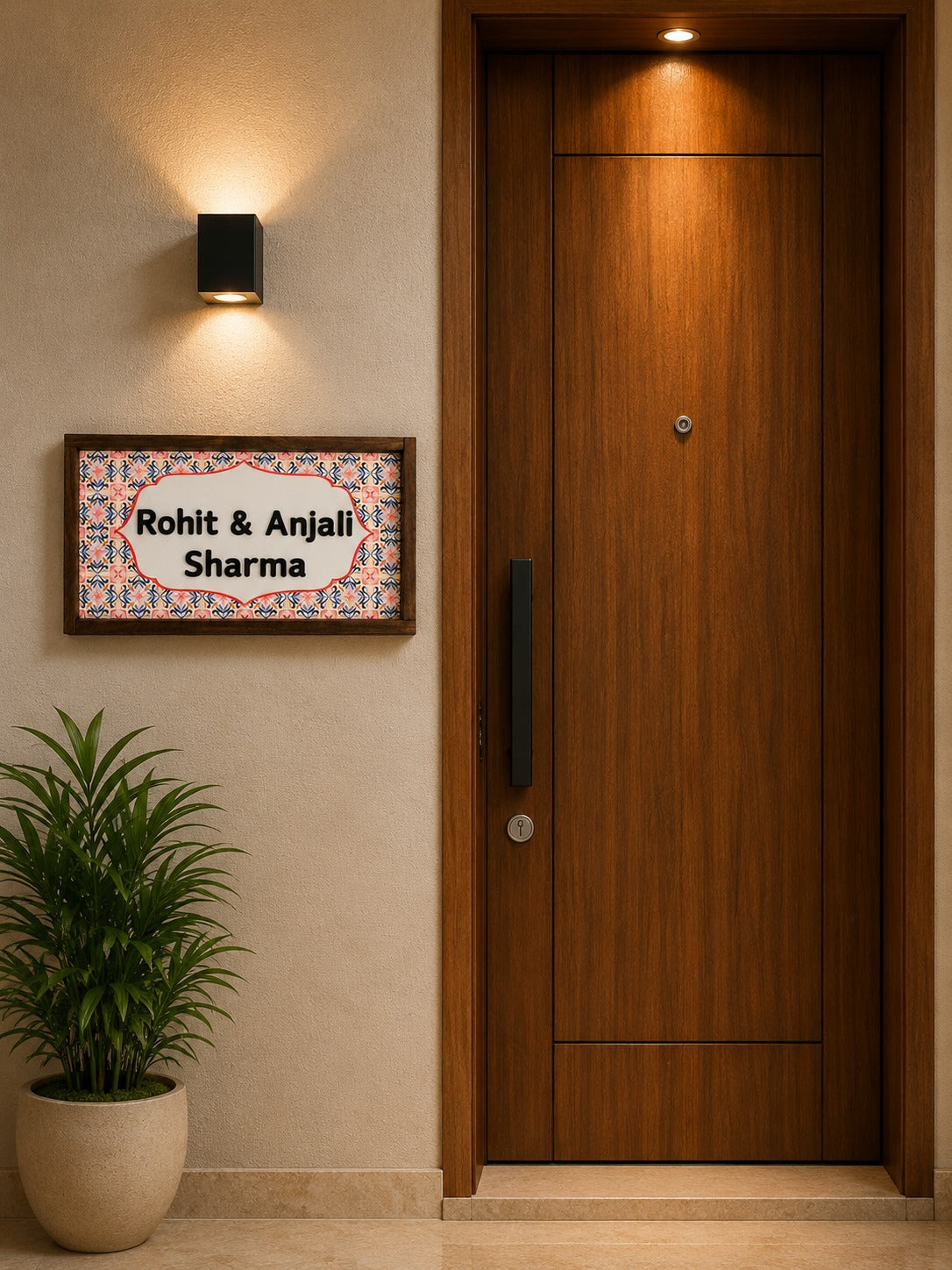 Regal Lotus Nameplate - Lotus patterns symbolize purity and prosperity