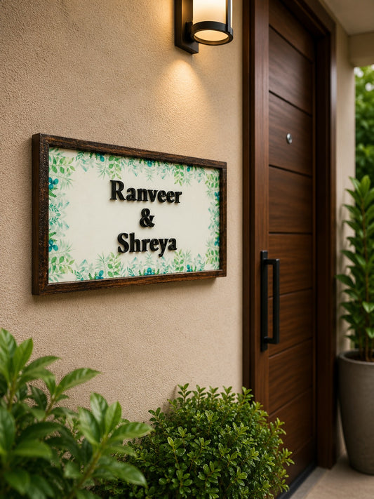 Meghdha Nameplate - Inspired by Verdant Leaves, evokes calmness