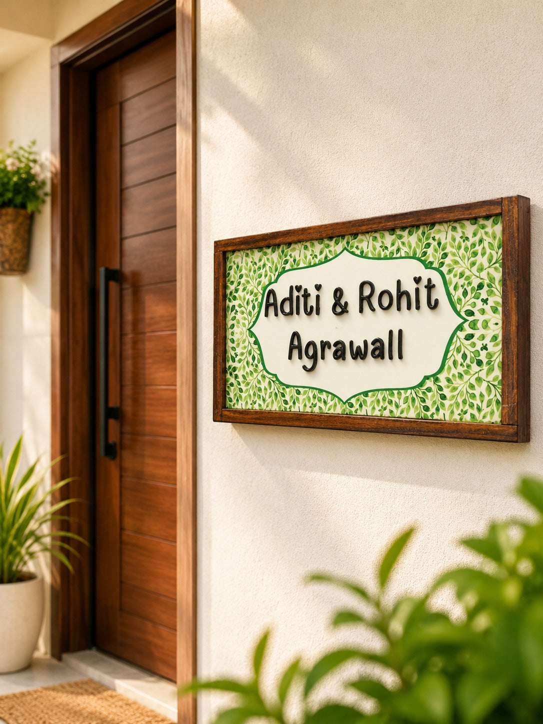Parijat Nameplate – Blossoming Greens for Tranquil Charm