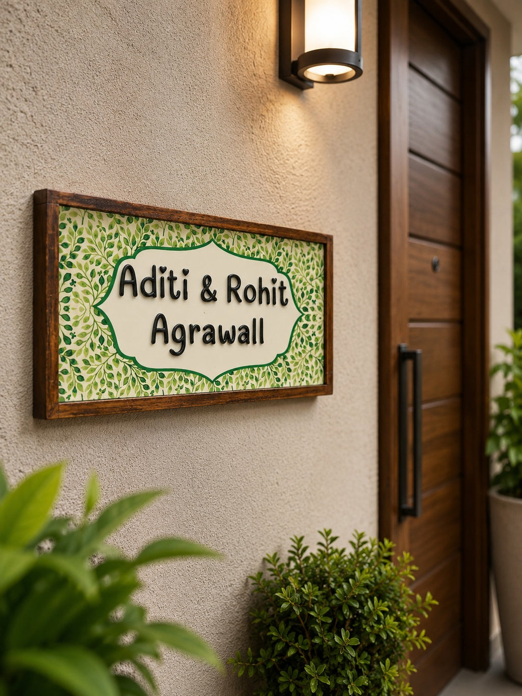 Parijat Nameplate – Blossoming Greens for Tranquil Charm